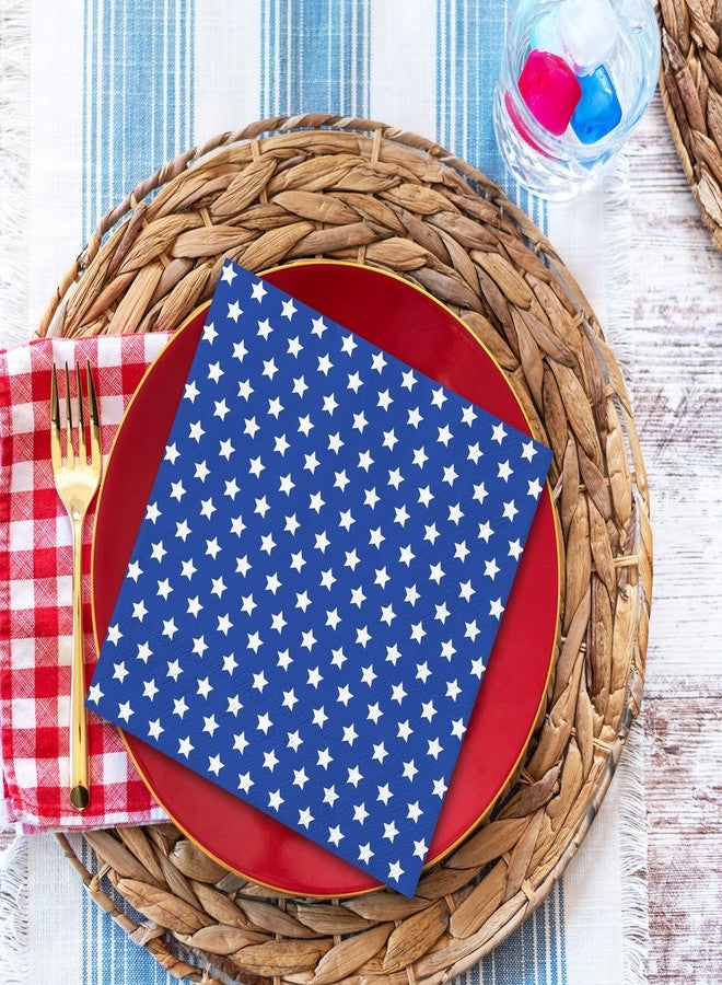 JarThenaAMCS 100Pcs 4th of July Paper Napkins 3ply American Flag Star Stripe Disposable Beverage Napkins Patriotic Cocktail Dinner Napkins for Independence Day Party Supplies - Image 5